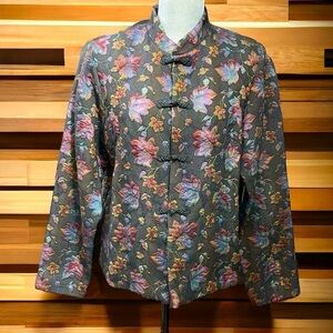 M.D.L. New York Ladies Brocade/Lined Jacket w/ Four Frog Closures - size L
